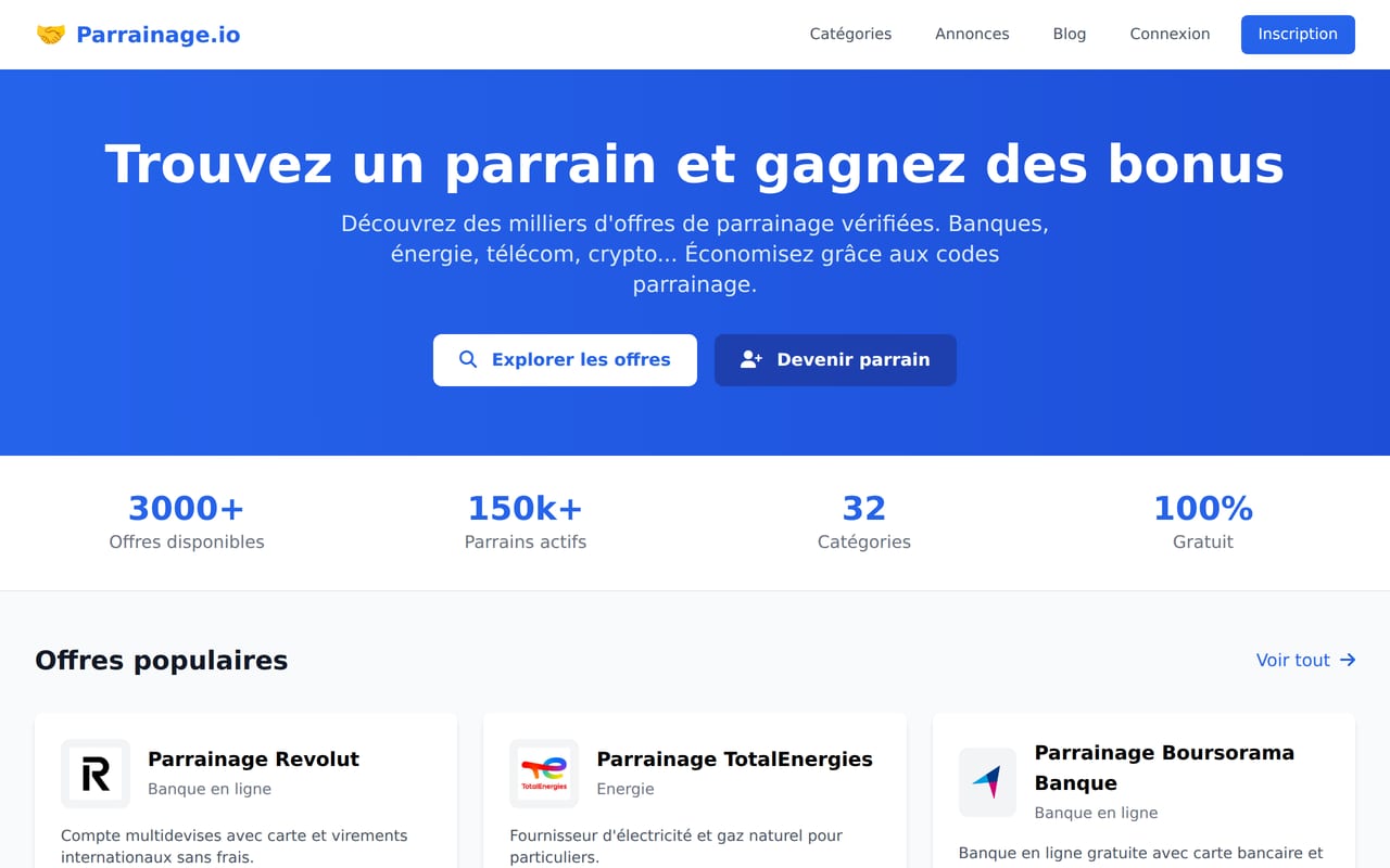 Capture d’écran du site parrainage.io