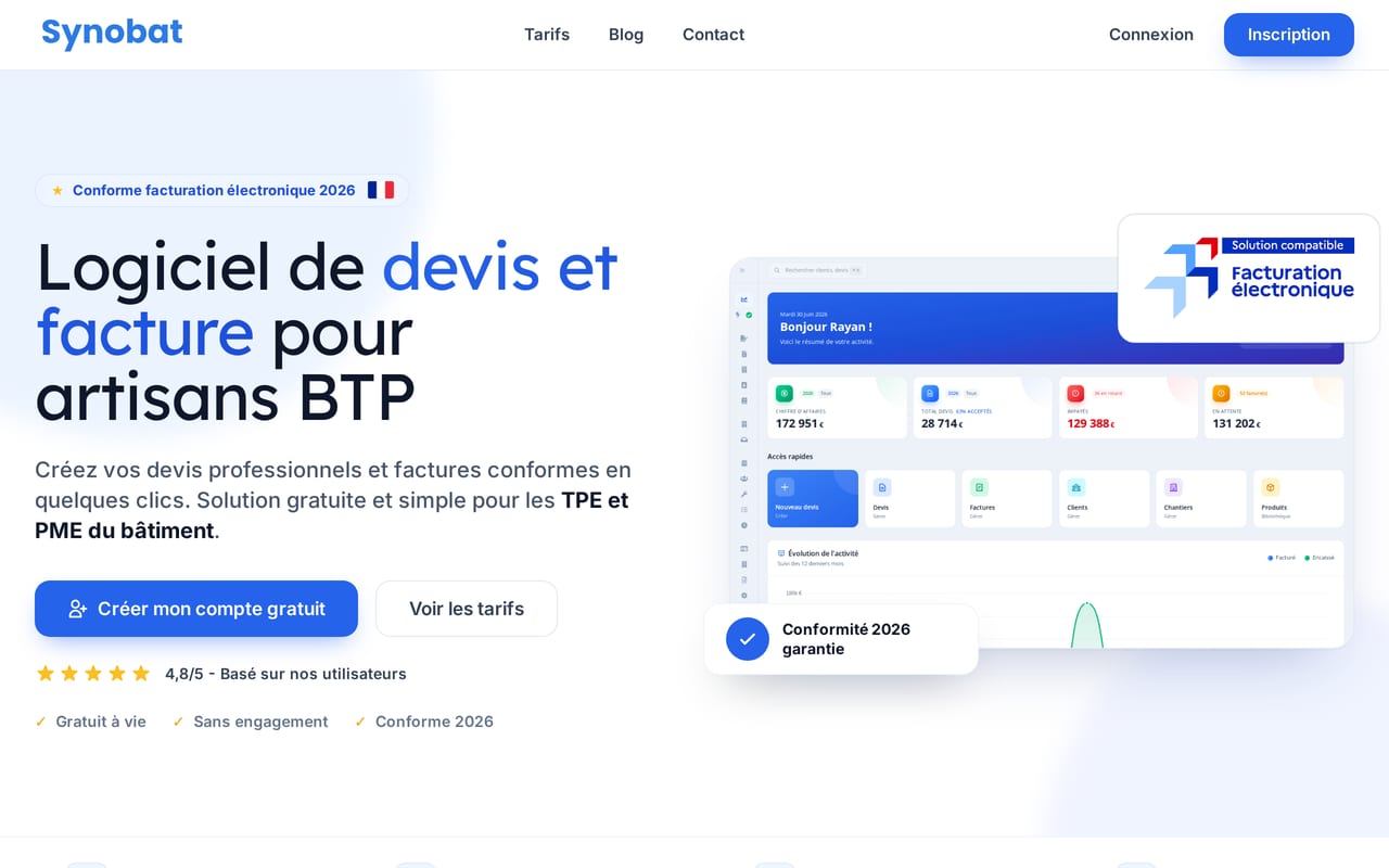 Capture d’écran du site Synobat